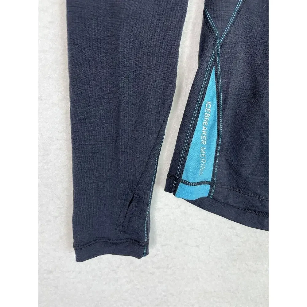 Icebreaker Womens Small 150 Merino Wool Bodyfit L/S Baselayer Shirt Navy Blue - Picture 4 of 7